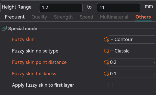 Fuzzy skin settings in OrcaSlicer